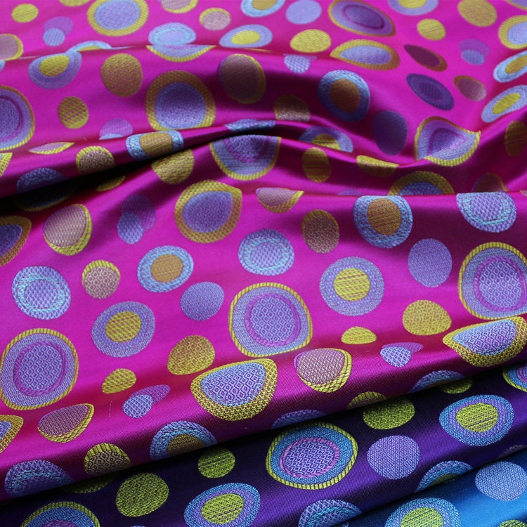 35"W Silk Rayon Brocade Fabric: Colorful Jacquard for Cheongsam & DIY