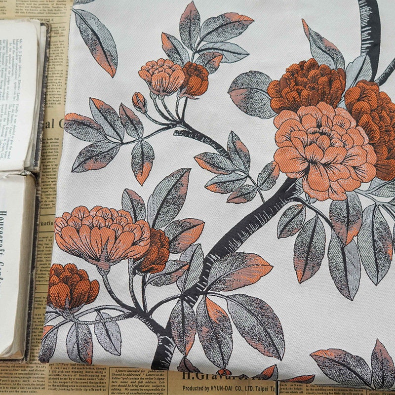 Retro Floral Jacquard Fabric: 3D Designer Upholstery, Costume, Decor