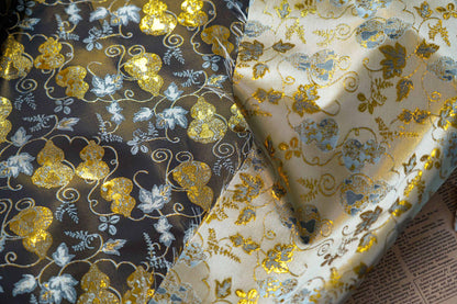 Gold Thread Jacquard Fabric: Black 3D Designer Upholstery, Costume & Sewing (65"W)