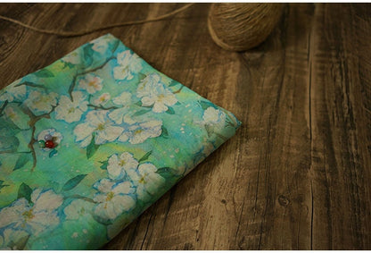 Tissu ramie à motif floral : textile doux pour vêtements et maison, 140 cm de large