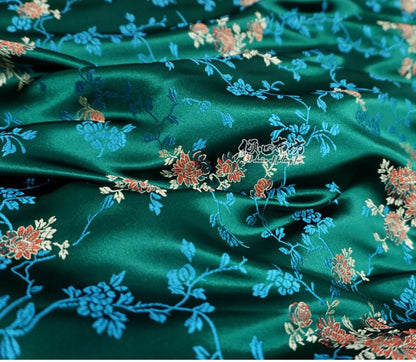 Peony Silk Brocade Fabric: 29.5"W Rayon Damask