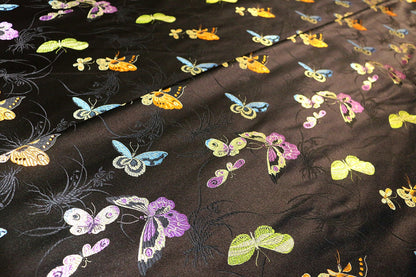 Black Butterfly Brocade Fabric: 59"W Rayon Textiles, Home Decor