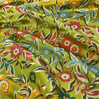 Tissu brocart tournesol : rayonne brodée bohème, 75 cm de large