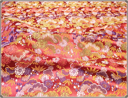Tissu brocart de soie japonais Nishijin : Jacquard floral (au mètre)