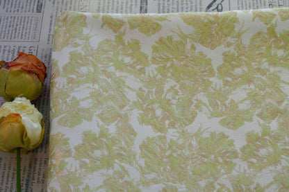 Embossed Yellow Floral Fabric ��� Abstract Woven Polyest" Wide