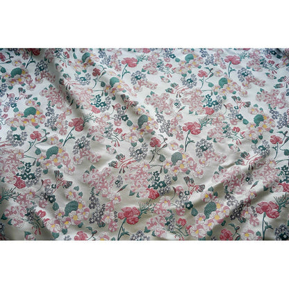 Beige Floral Jacquard Fabric: Reversible Embossed Woven Material, 62"W