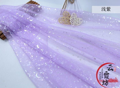 Symphony Foil Star and Moon Mesh Fabric, Wedding Costume, Cosplay (59" Wide)