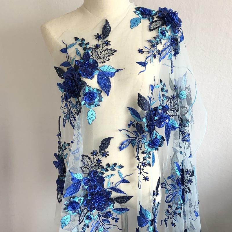 Colorful 3D Flower Beaded Lace: Bridal Wedding Veil Embroidery Patch