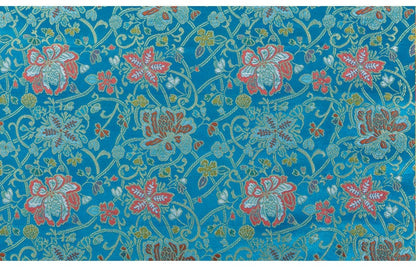 Nishijin Crane Kinran Fabric: Black Jacquard Silk Brocade Damask (29.5" Width)