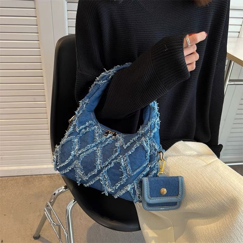 Tissu denim déchiré : Tissu à franges 3D à bords francs (150 cm)