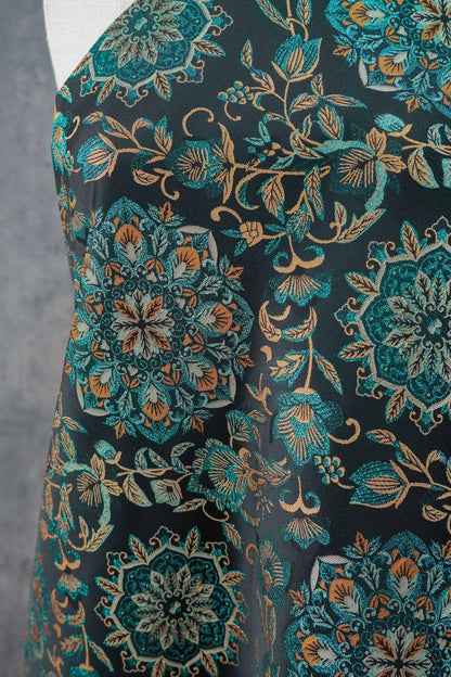 Jacquard floral irisé de luxe avec fils d'or ��� Mode et artisanat Fabr"Large