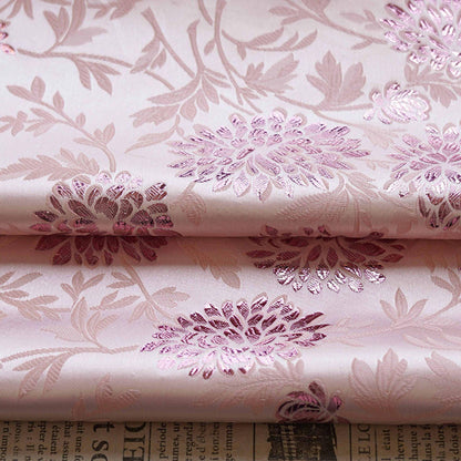 Tissu brocart de soie et rayonne à motif hibiscus rose : 65 pouces de large, matériau de couture floral
