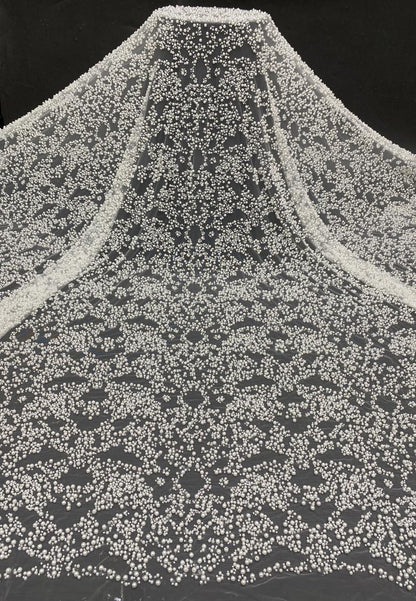 Beaded French Lace Fabric: Bridal Wedding Dress Material, 50" Wide
