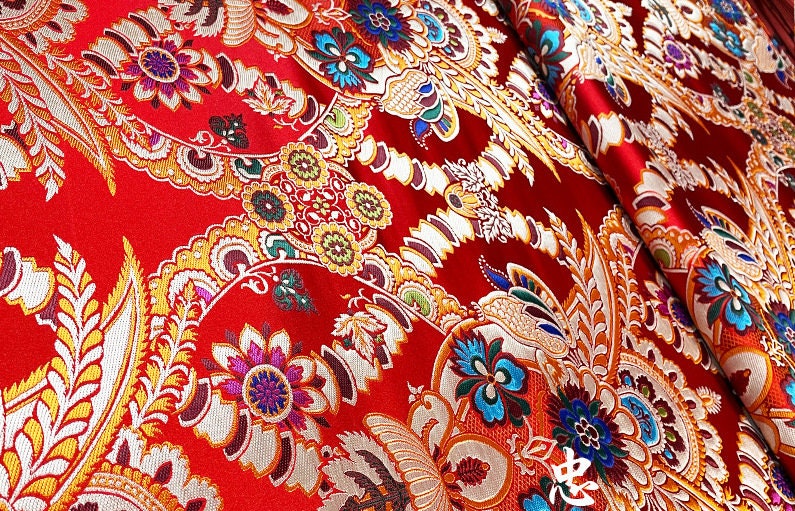 Brocade Fabric: Chinese Mongolian Style, Upholstery Sewing Material