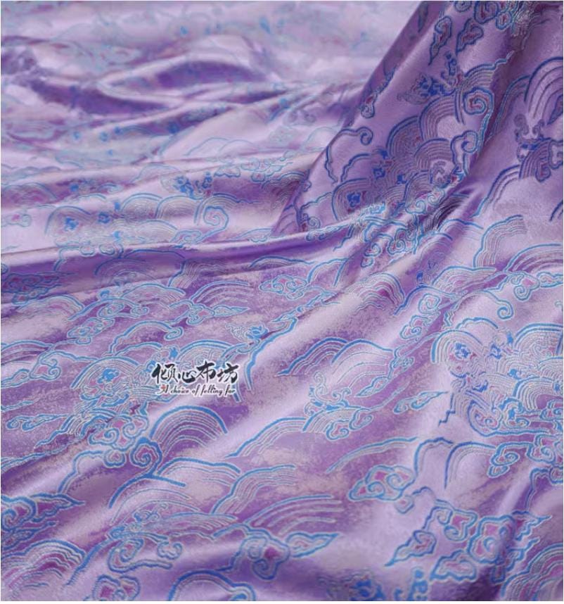 Lilac Rayon Brocade Fabric: Sea of Clouds & Waves (29.5"W)