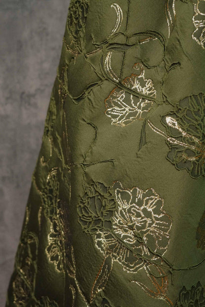 Gold Thread Jacquard Fabric: 3D Floral Upholstery, Costume & Decor