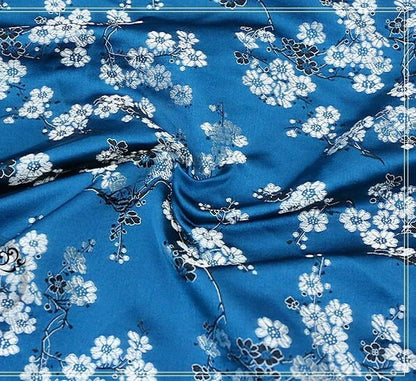 Tissu brocart de soie à fleurs de prunier : tissu pour cheongsam qipao, largeur 75 cm