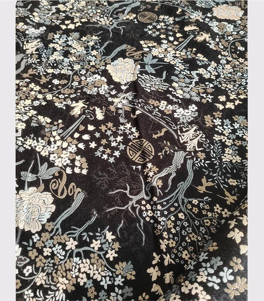 Gold Thread Jacquard Fabric: 3D Floral Designer Fabric - 59" Wide