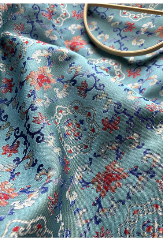 Tissu brocart de soie : 150 cm de large, matériau à motifs floraux pour la couture