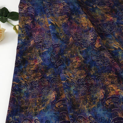 Bronze Jacquard Fabric - Iridescent Landscape Satin Tea Silk, 59"W