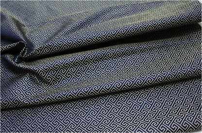 Chinese Brocade Fabric: Small Fret Pattern Silk Rayon Blend