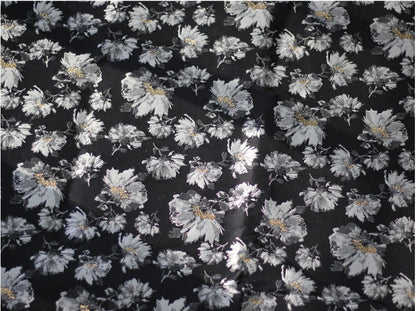 Black Flower Jacquard Fabric: 3D Upholstery, Prom Dress Sewing Material