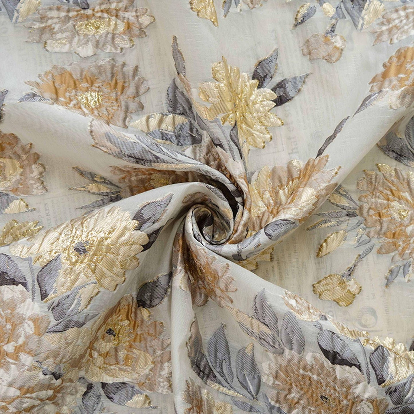 Gold Thread Floral Jacquard Fabric: 54" Wide, Upholstery & Costume