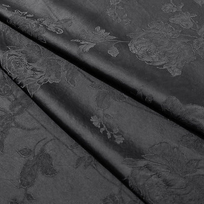 Black Brocade Fabric: Plant Silk Upholstery, Costume, Quilting (55"W)