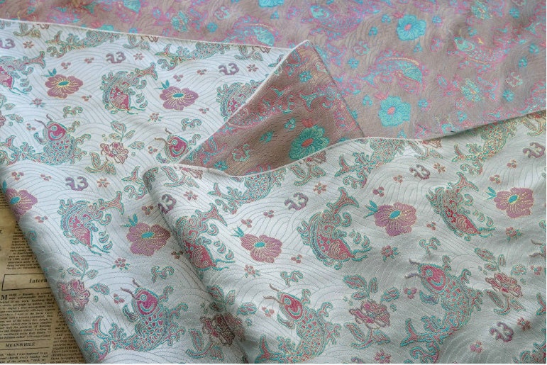 Lucky Fish Jacquard Brocade Fabric: 59" Wide Rayon Damask