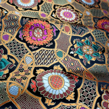 Auspicious Baoxiang Flower Brocade Fabric: Tibetan Robes, Shrines (29.5"W)