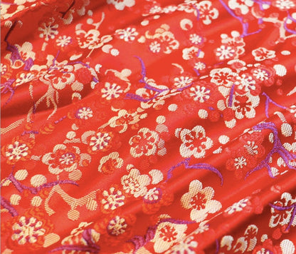 Plum Blossom Silk Brocade Fabric: Multicolored Cheongsam Qipao Material