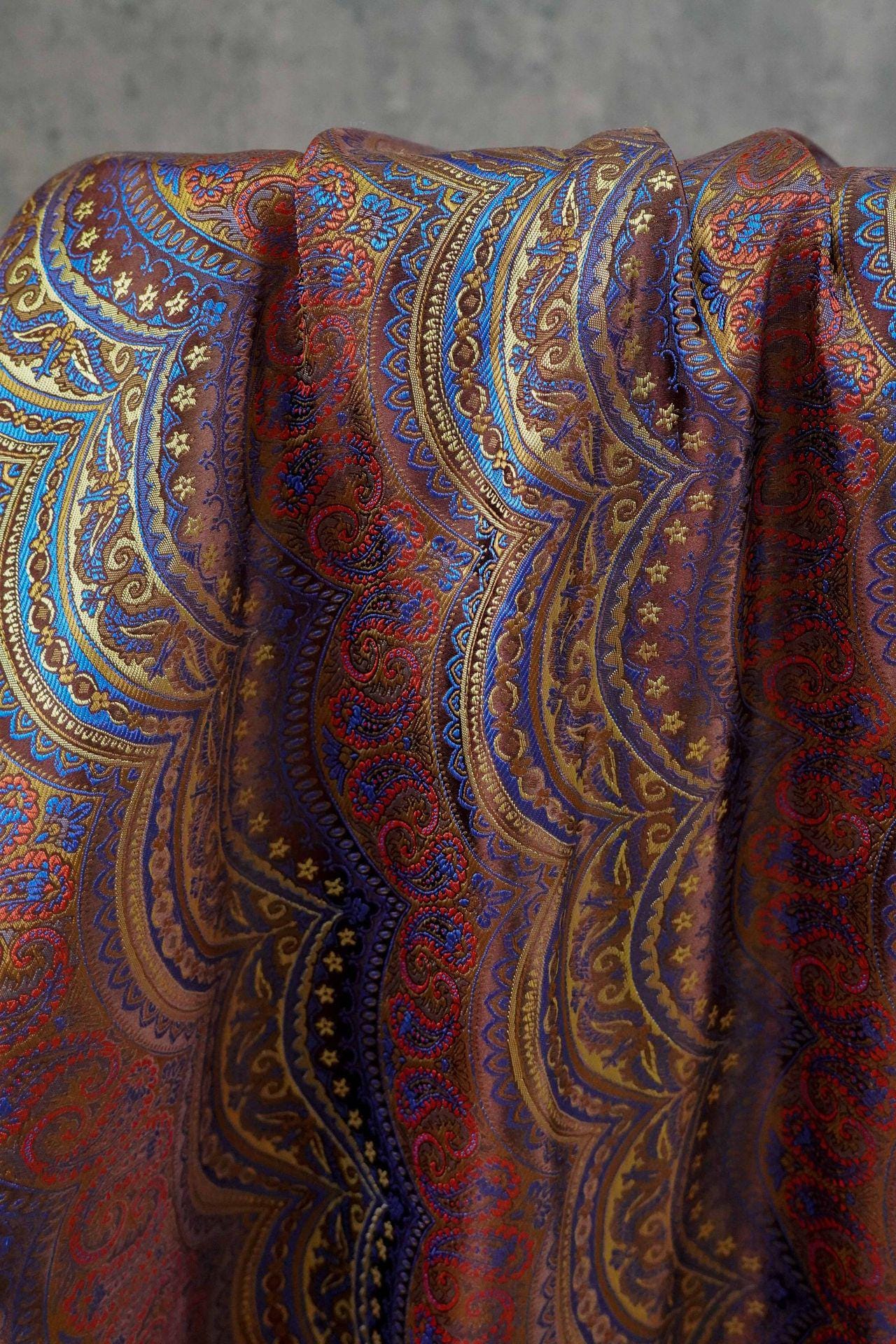 European Artistic Paisley Jacquard Fabric ��� Luxury Upholstery & Fashion Texti"Wide