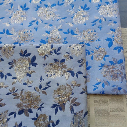 Gold Thread Floral Jacquard Fabric: Vintage Style Upholstery, Sewing (55"W By 1 Meter)
