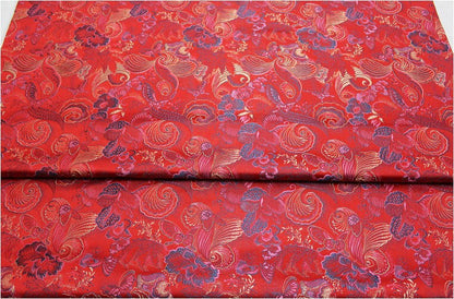 Tissu brocart de soie pivoine papillon : 150 cm de large, tissu de mariage chinois