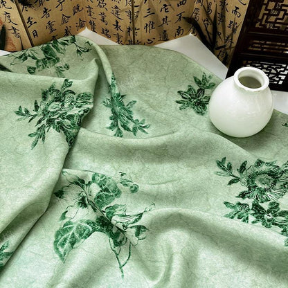Celadon Floral Cotton Fabric ��� Elegant Sewing Materi" Wide