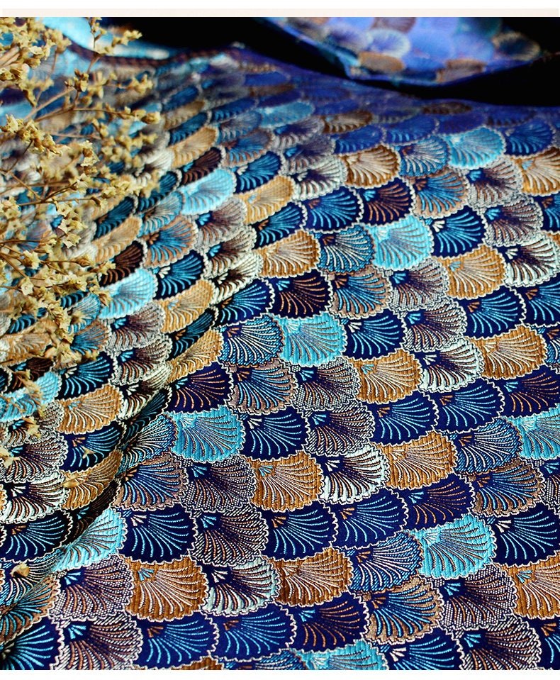 Japanese Shell Kinran Brocade Fabric: Silk Rayon Jacquard (29.5��