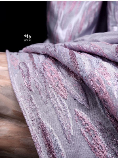 Irregular Gradient Feather Jacquard Fabric: 55"w Oil Painting Style