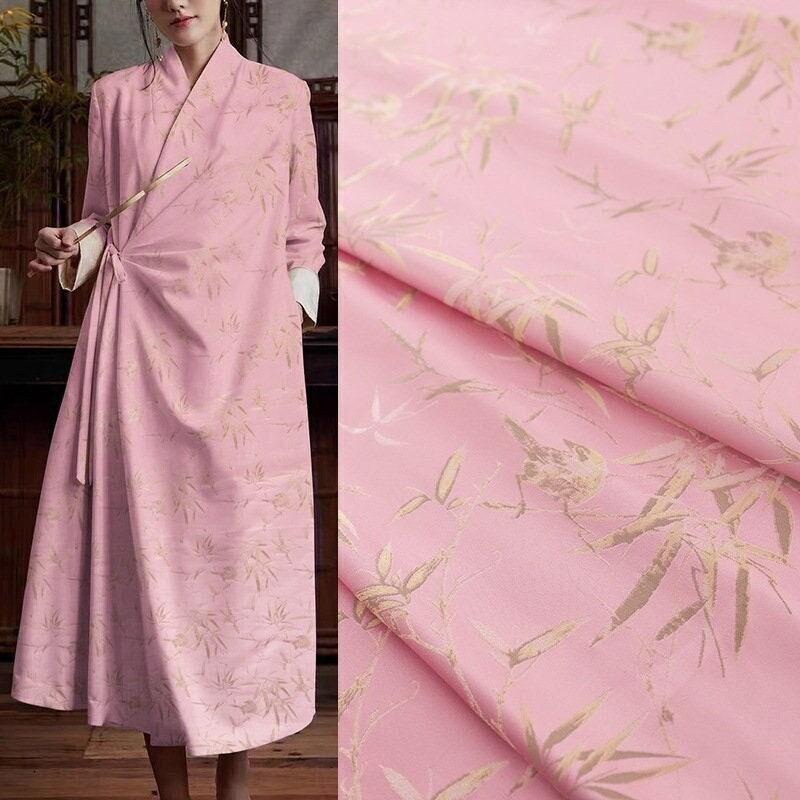 Tissu brocart de bambou : mélange soie-rayonne de 150 cm, pour ameublement de costumes