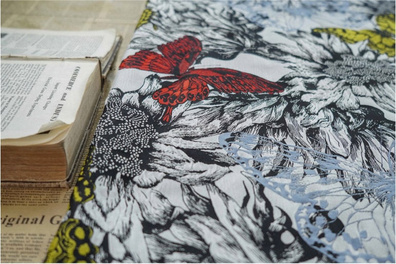 Butterfly Jacquard Fabric: Retro Drapery, Upholstery, Costume - 60"W