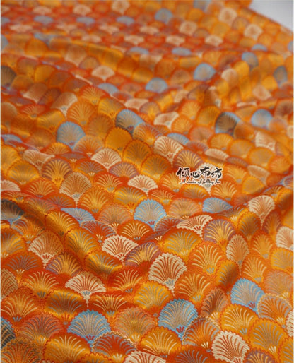 Japanese Shell Kinran Brocade Fabric: Silk Rayon Blend, 29.5�ï