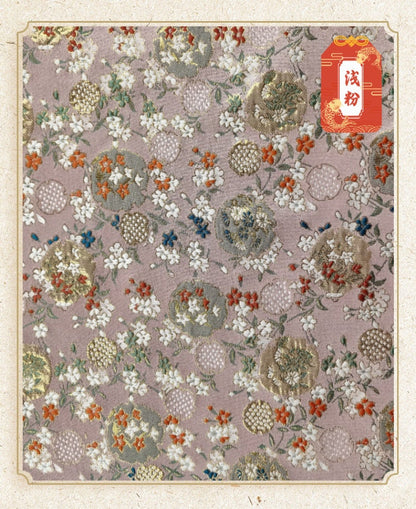 Japanese Dianthus Silk Brocade Fabric: Kimono Bowknot Sewing Material