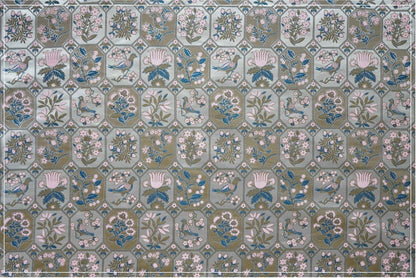 Floral Bird Satin Fabric: 59" Wide Rayon Drapery Material