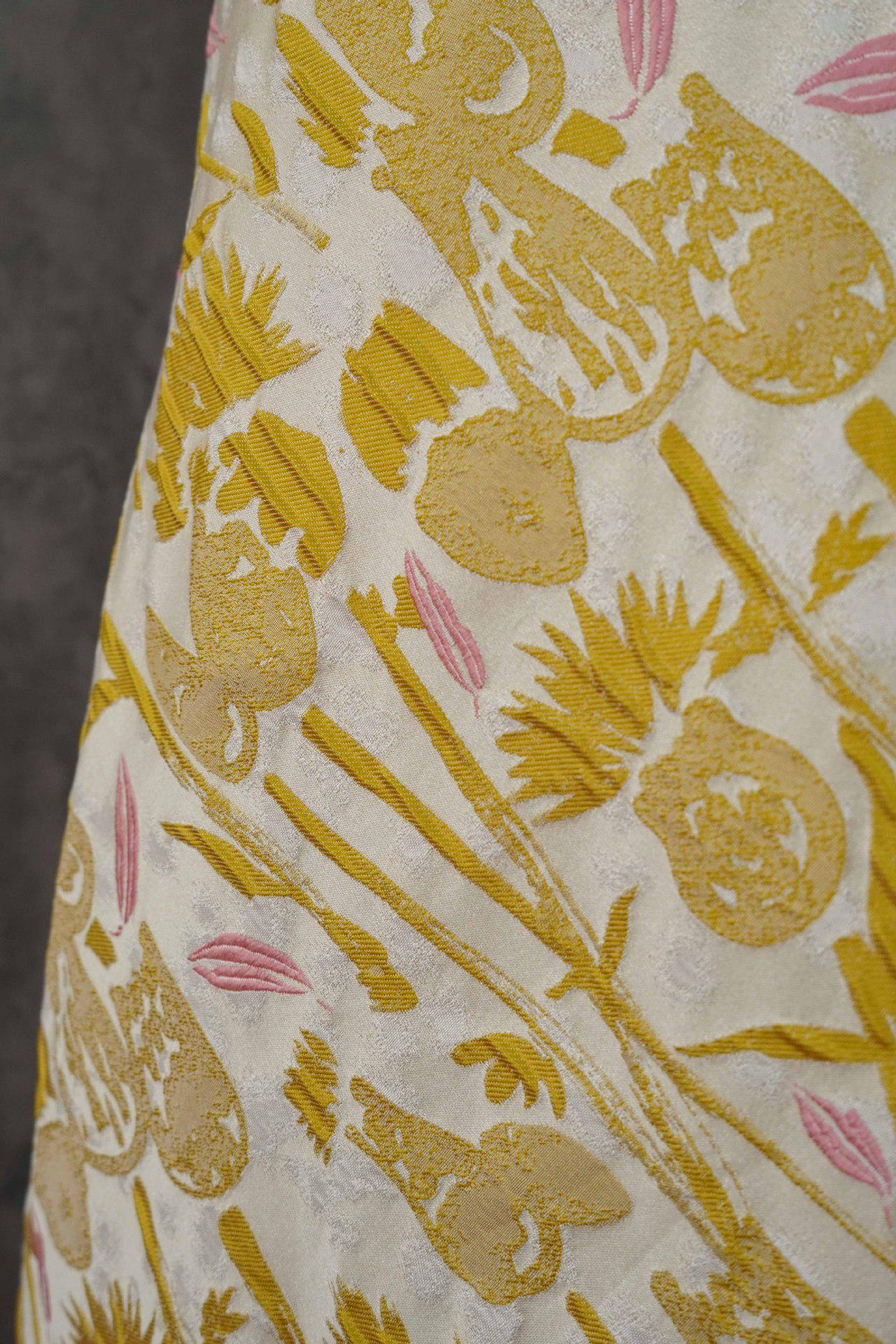 Hand-Drawn Tulips Jacquard Fabric: 3D Embossed Floral, 63" Wide