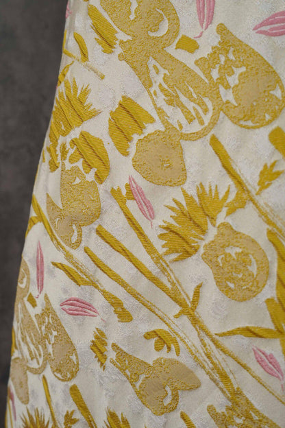 Hand-Drawn Tulips Jacquard Fabric: 3D Embossed Floral, 63" Wide