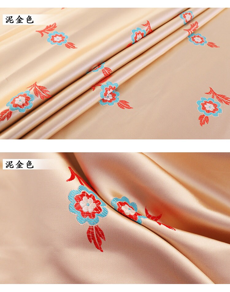 Peony Flower Brocade Fabric: Wedding Damask Jacquard (29.5"W)