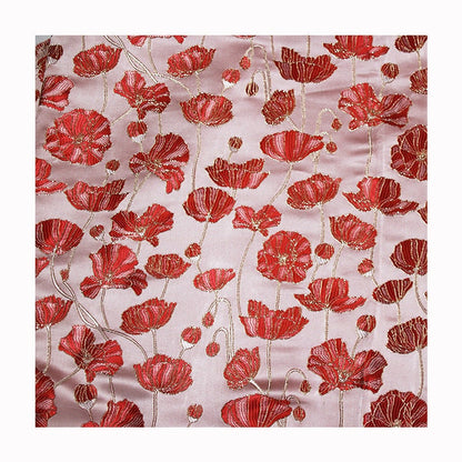 Lotus Jacquard Brocade Fabric: Red Silk Blend, Costume & Decor - 57�ï