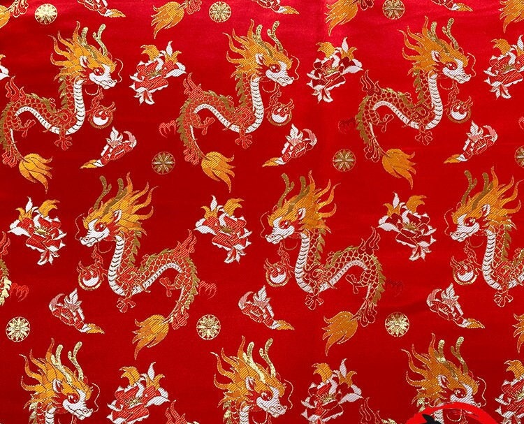 Dragon Jacquard Brocade Fabric: 59"W Rayon Polyester Upholstery