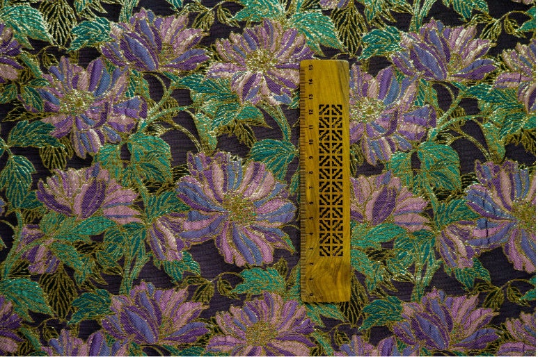 Gold Thread Floral Jacquard Fabric: 56" Wide Upholstery & Costume