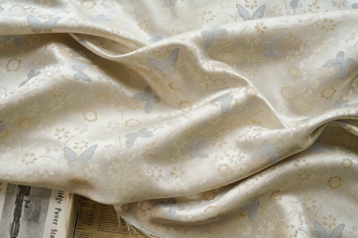 Gold Thread Jacquard Fabric: 3D Texture, 63" Wide, By The Meter
