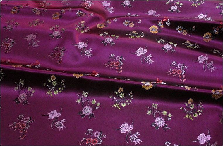 Floral Brocade Fabric: Silk Rayon Blend, 35" Wide